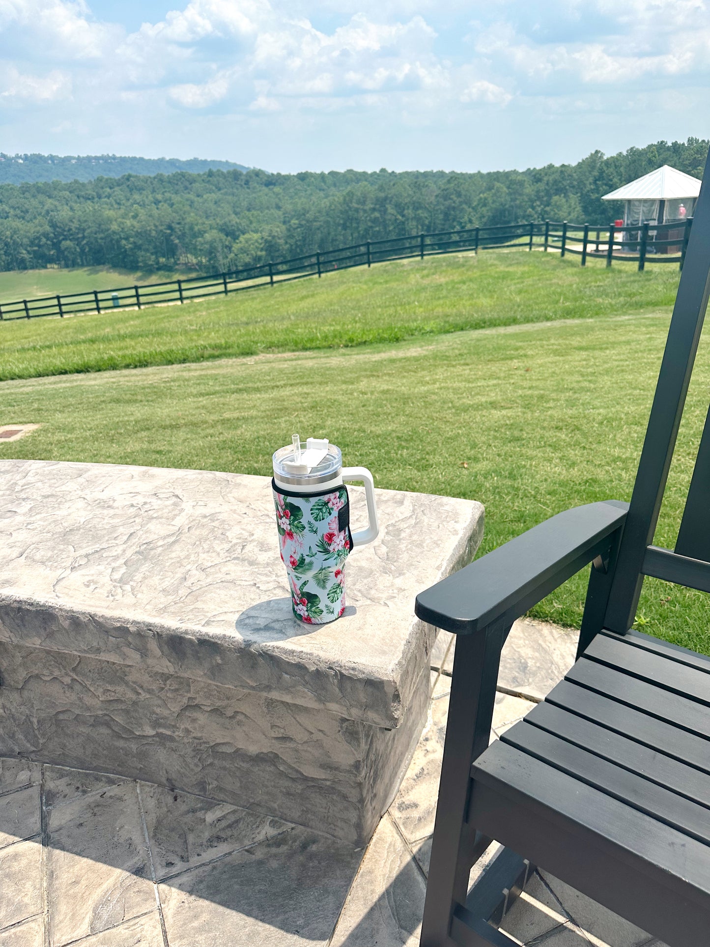 40 oz Tumbler Neoprene Sleeve- Green Floral