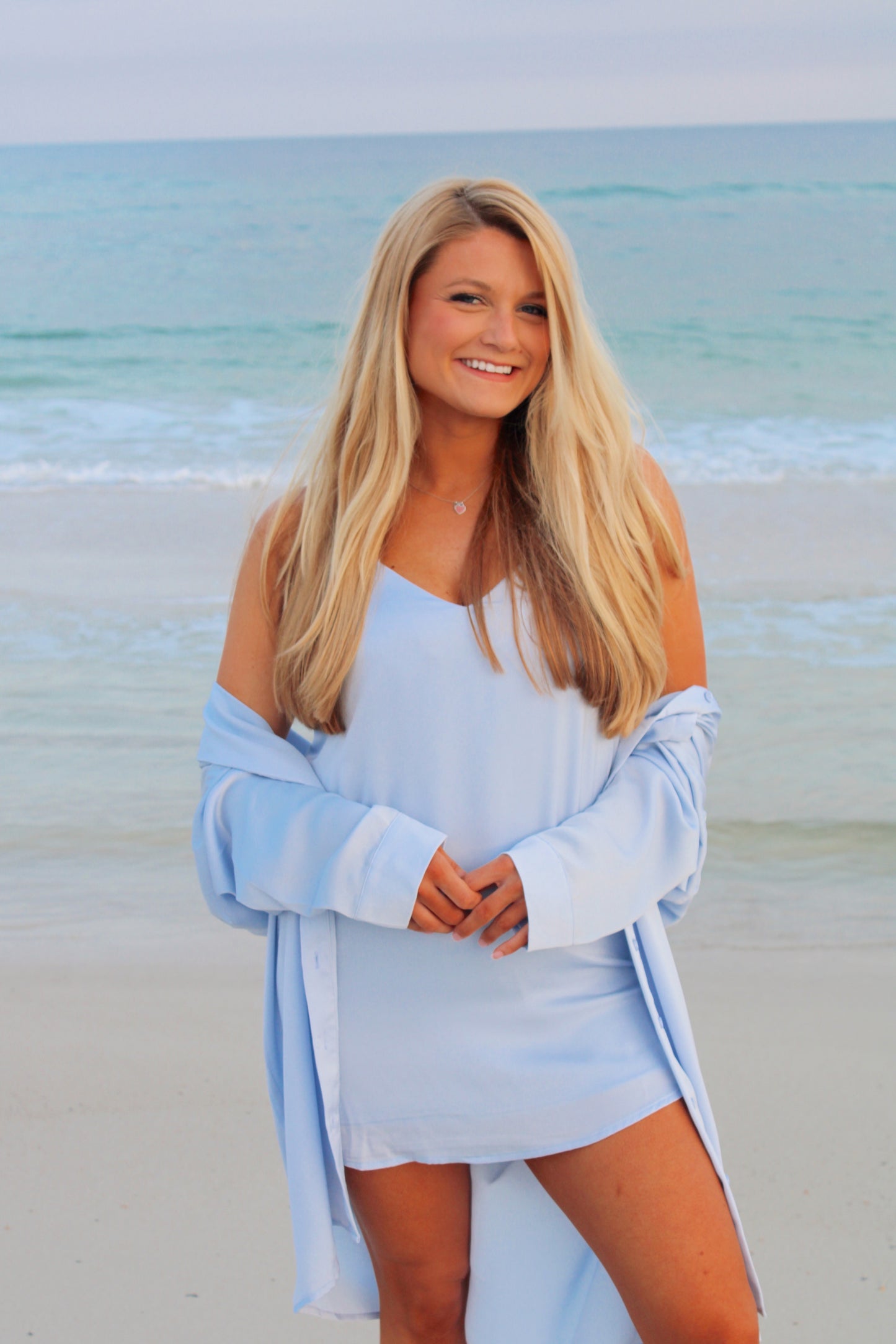 Collared Shirt Slip Dress Set