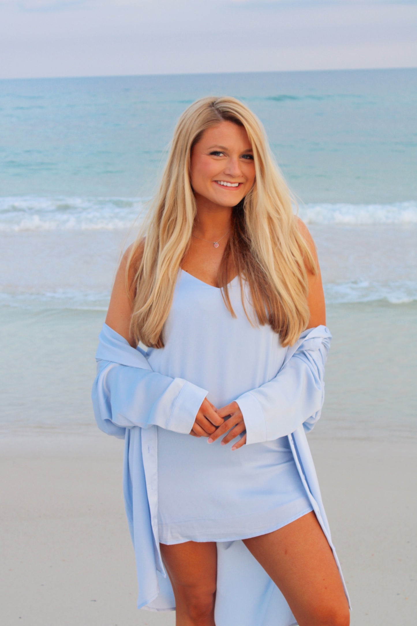 Collared Shirt Slip Dress Set