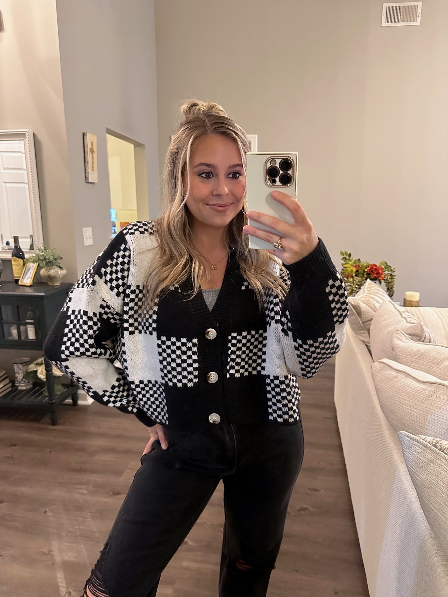 Cropped Plaid Sweater