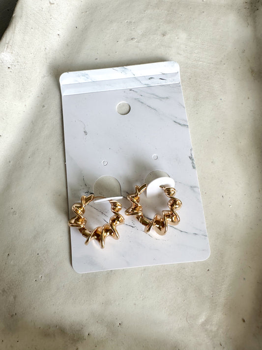 Gold Twisted Hoop Earrings
