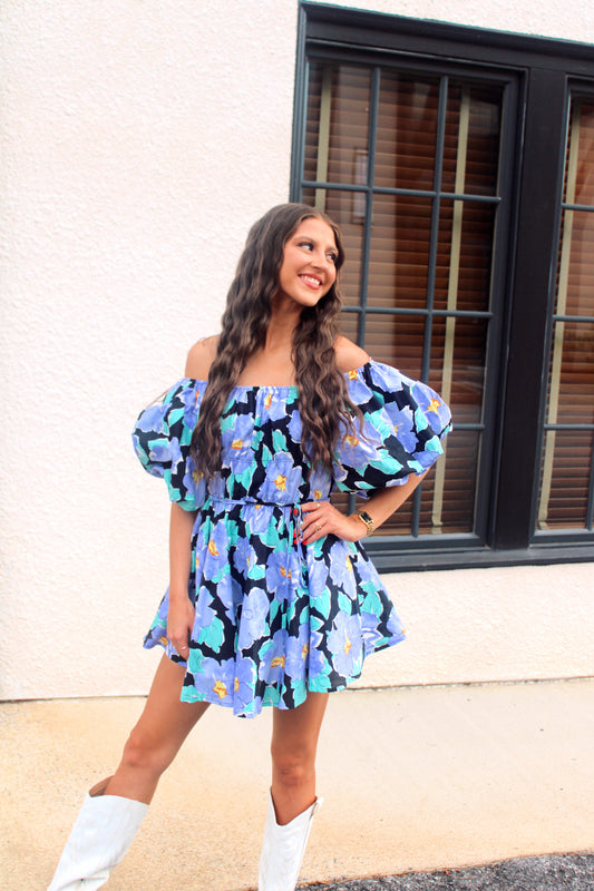 Black Floral Bubble Dress