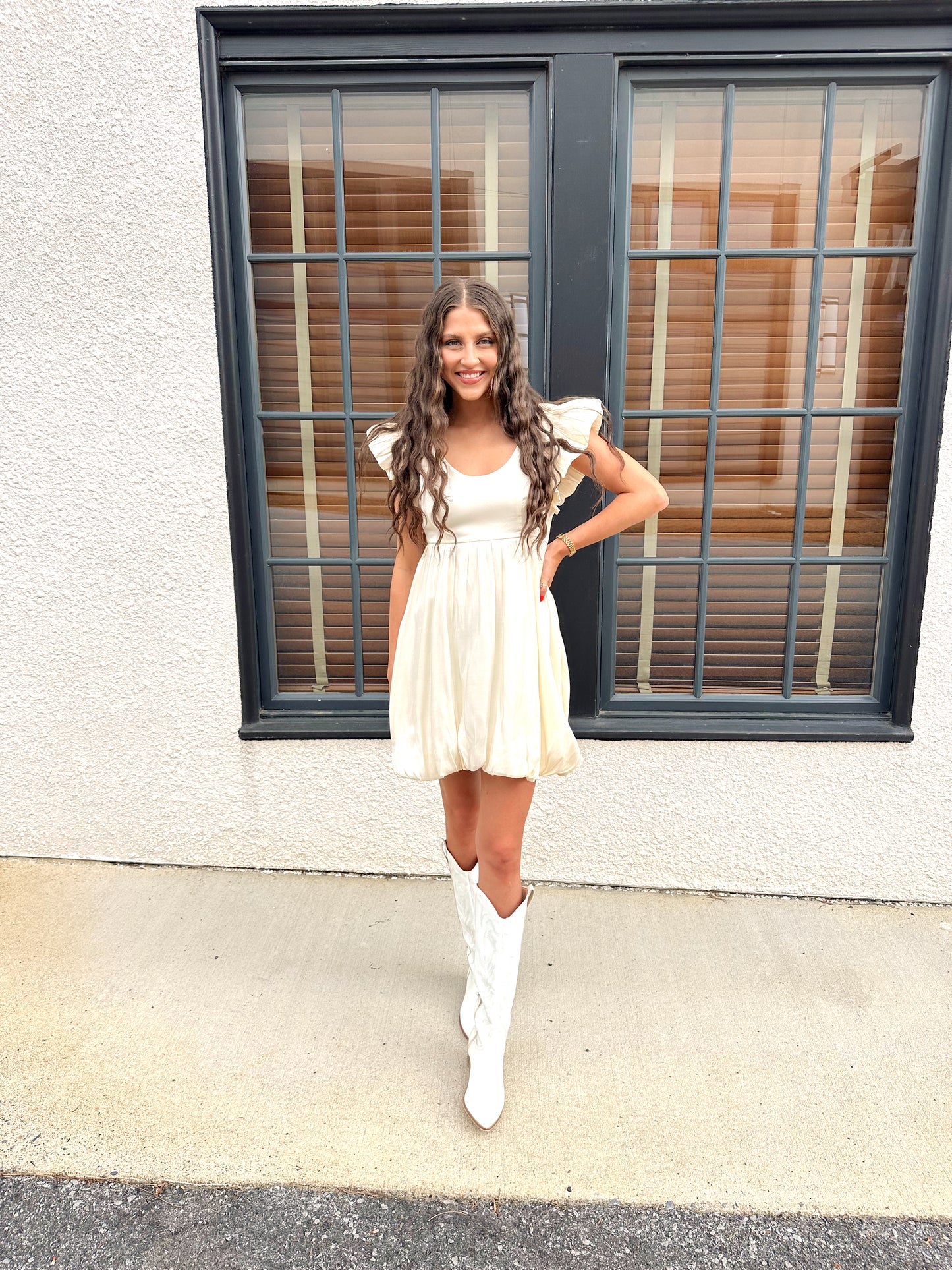 Custard Cream Bubble Dress