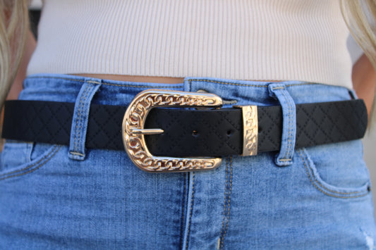 Gold Western Belt- Black