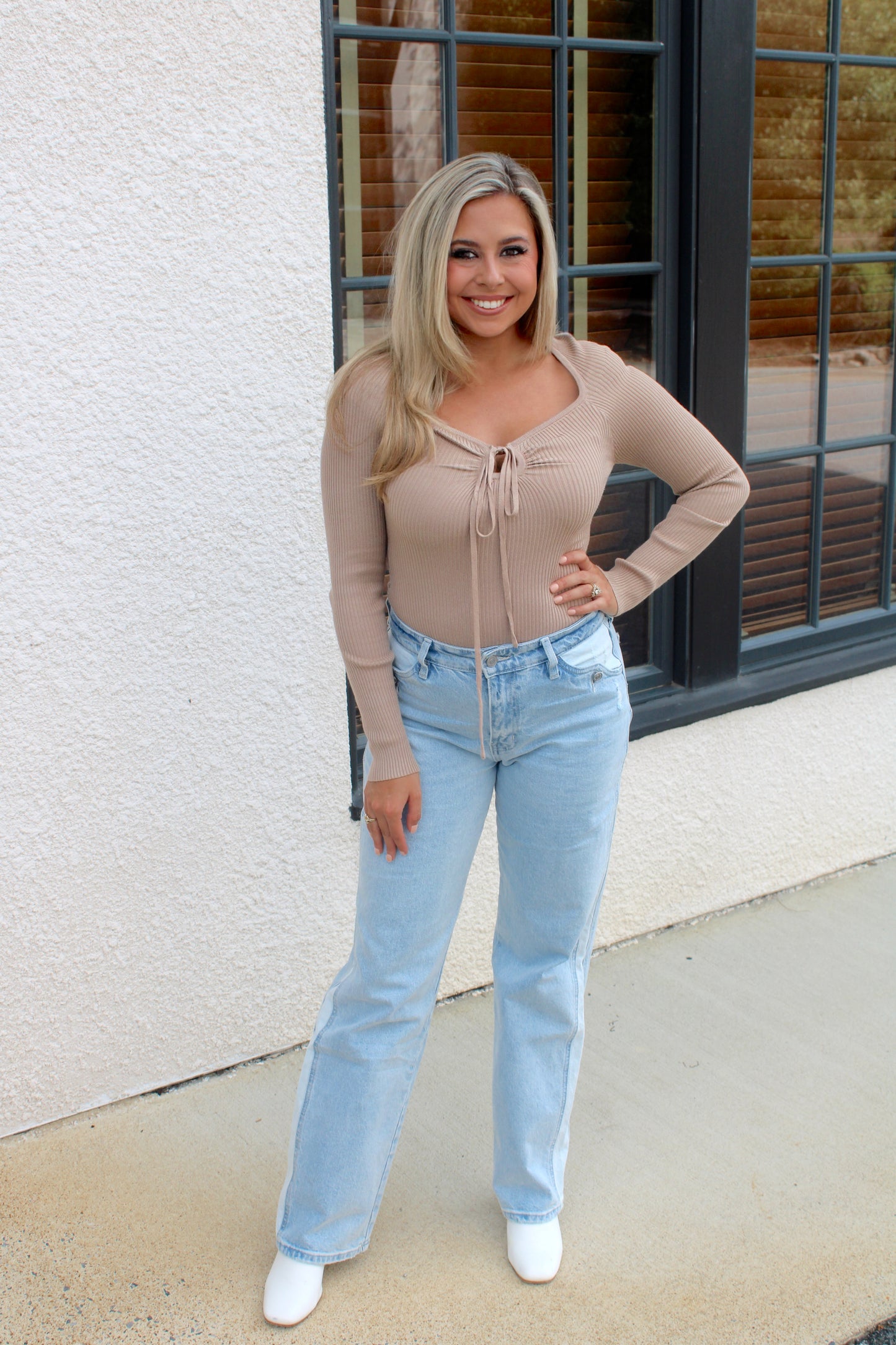 Khaki Long Sleeve Bodysuit