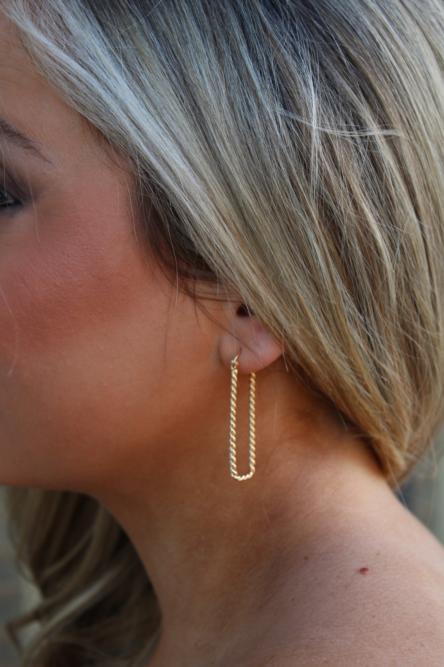 Gold Rectangle Hoop Earrings