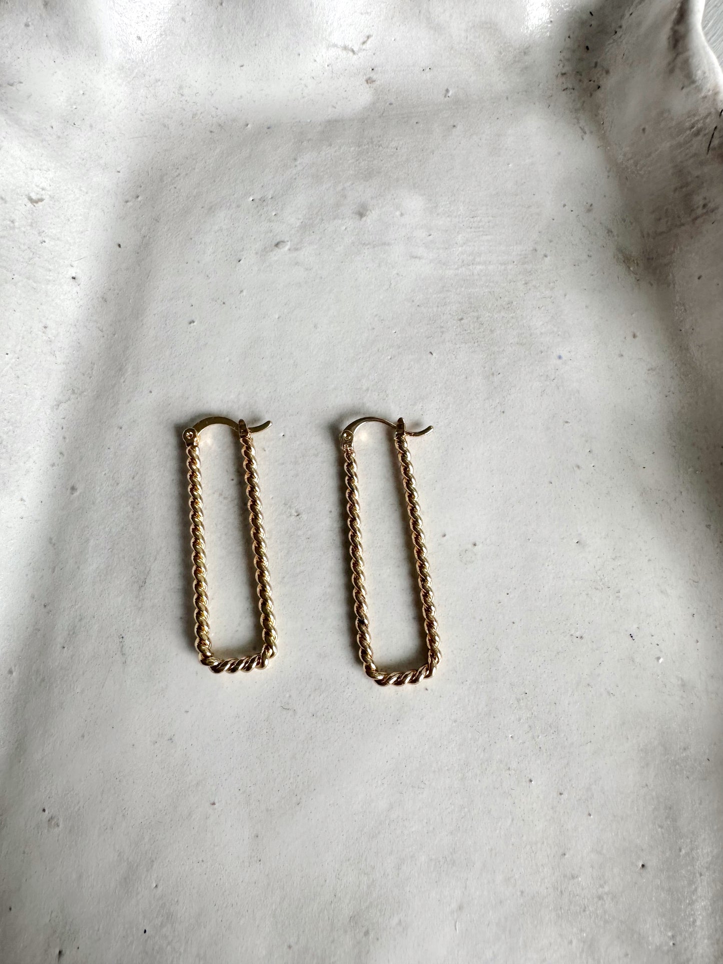 Gold Rectangle Hoop Earrings