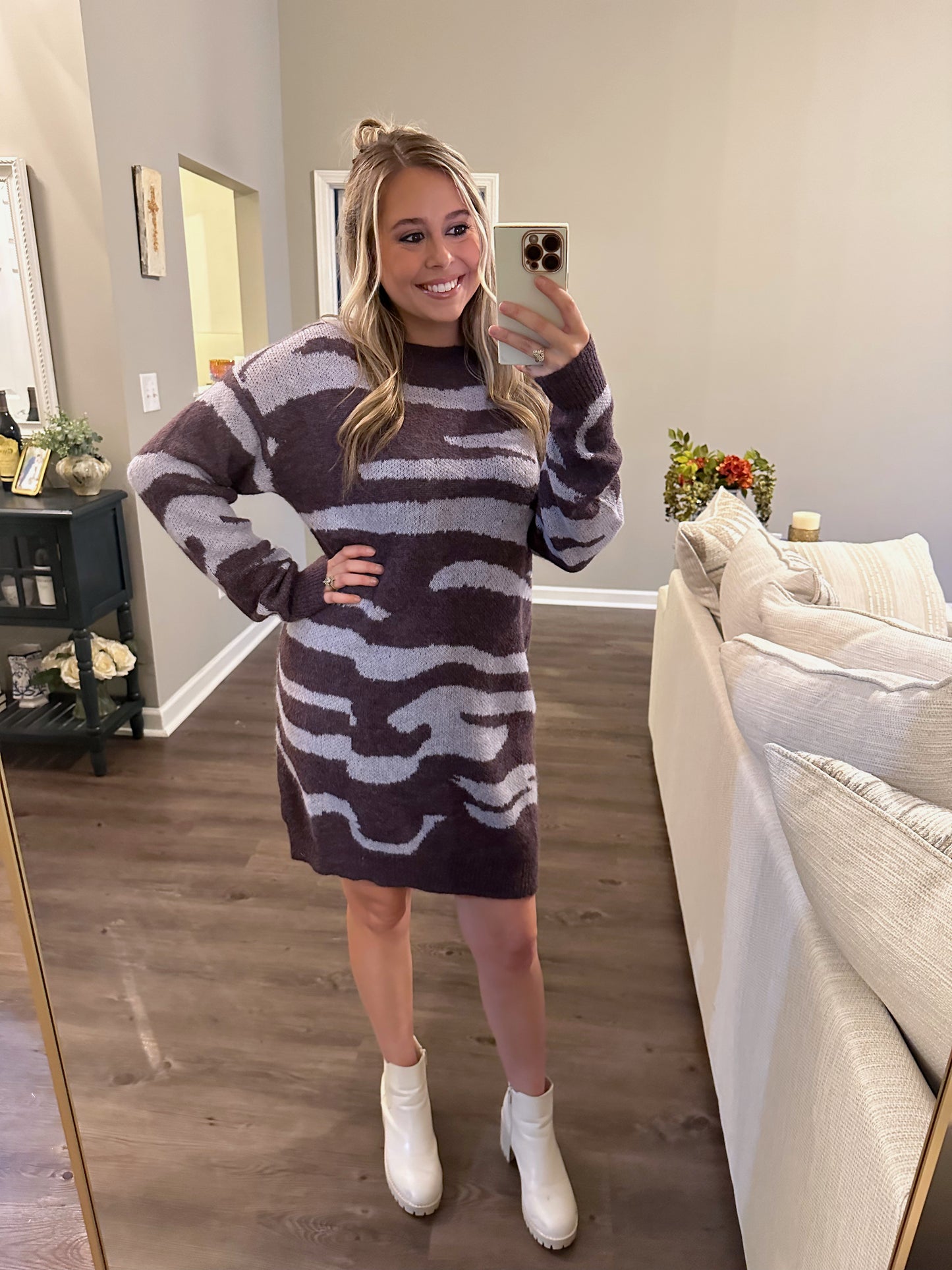 Zebra print Sweater Dress