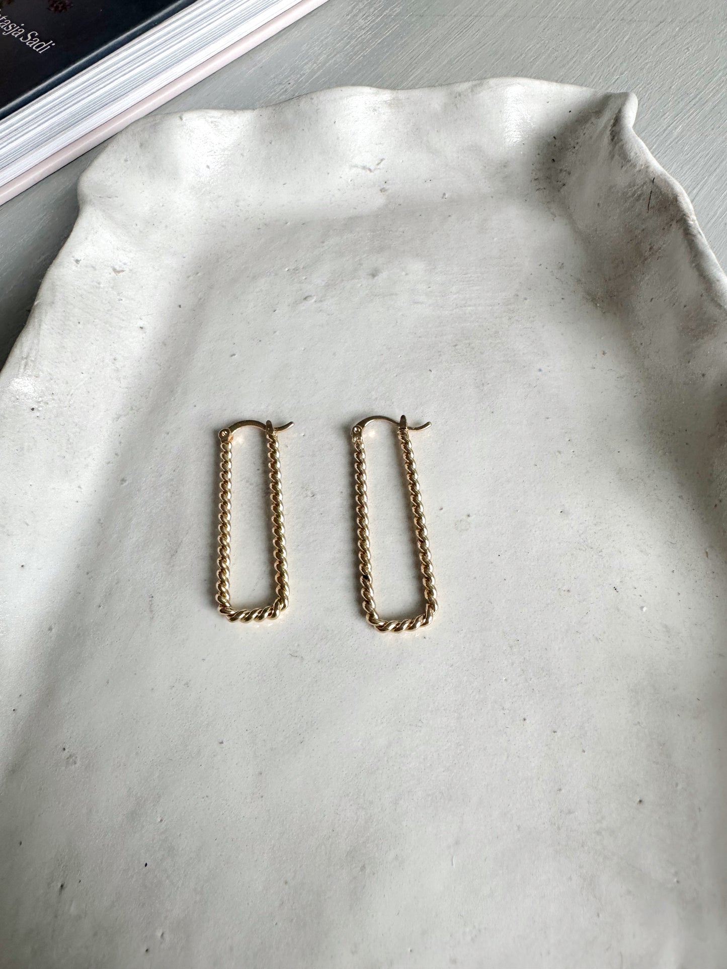 Gold Rectangle Hoop Earrings