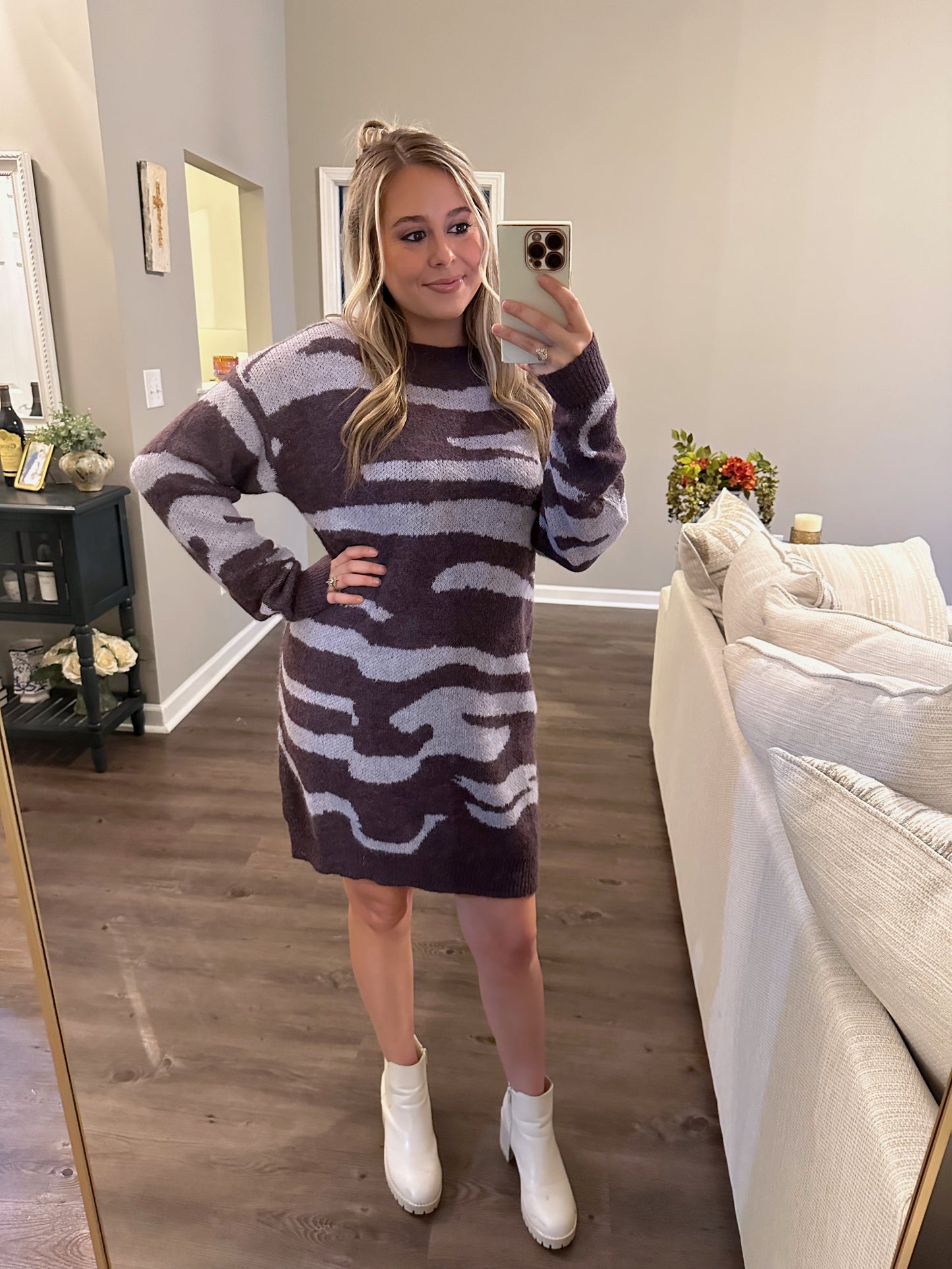 Zebra print Sweater Dress