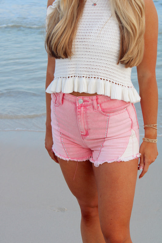 Pink Studded Shorts