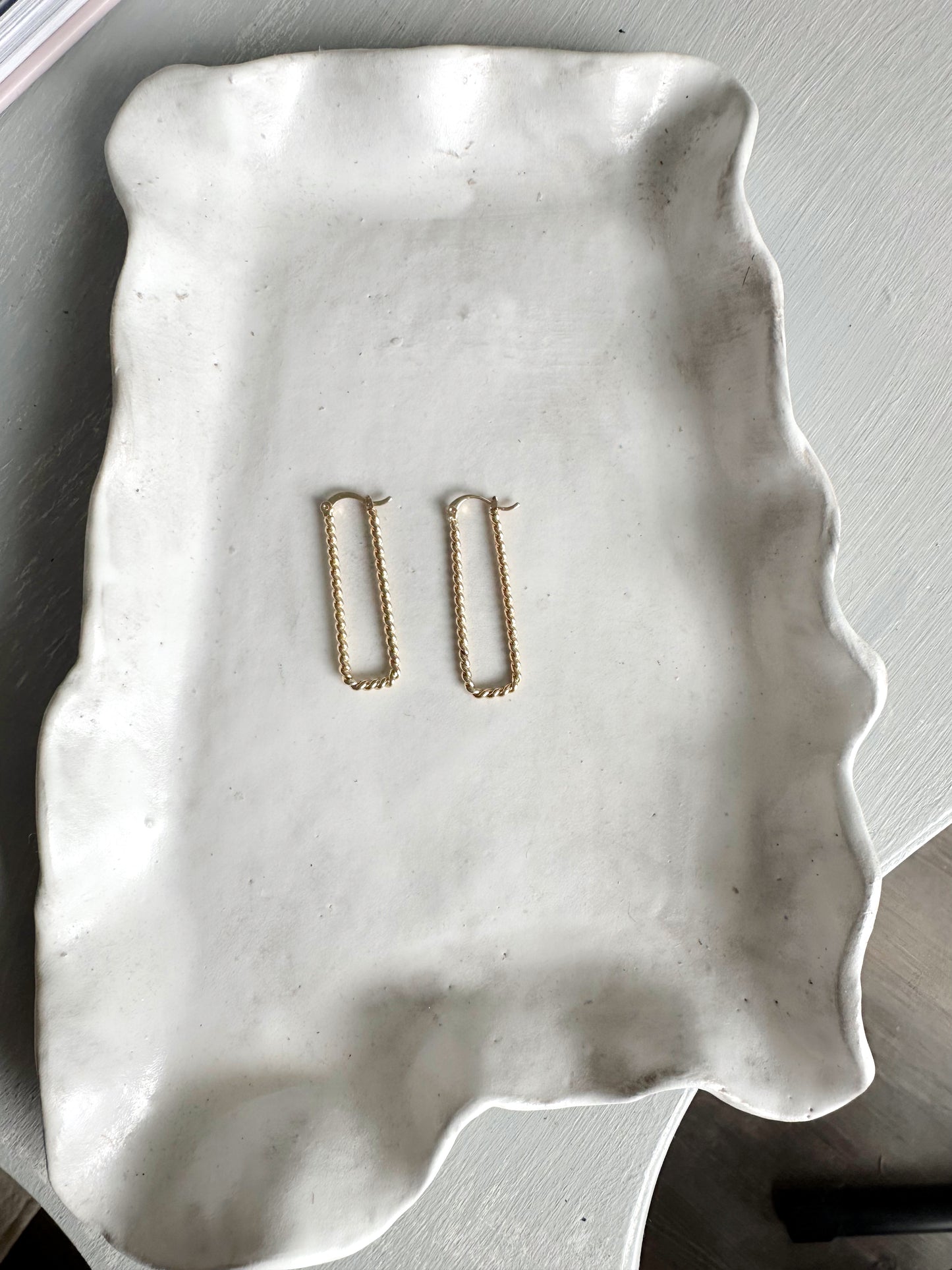 Gold Rectangle Hoop Earrings