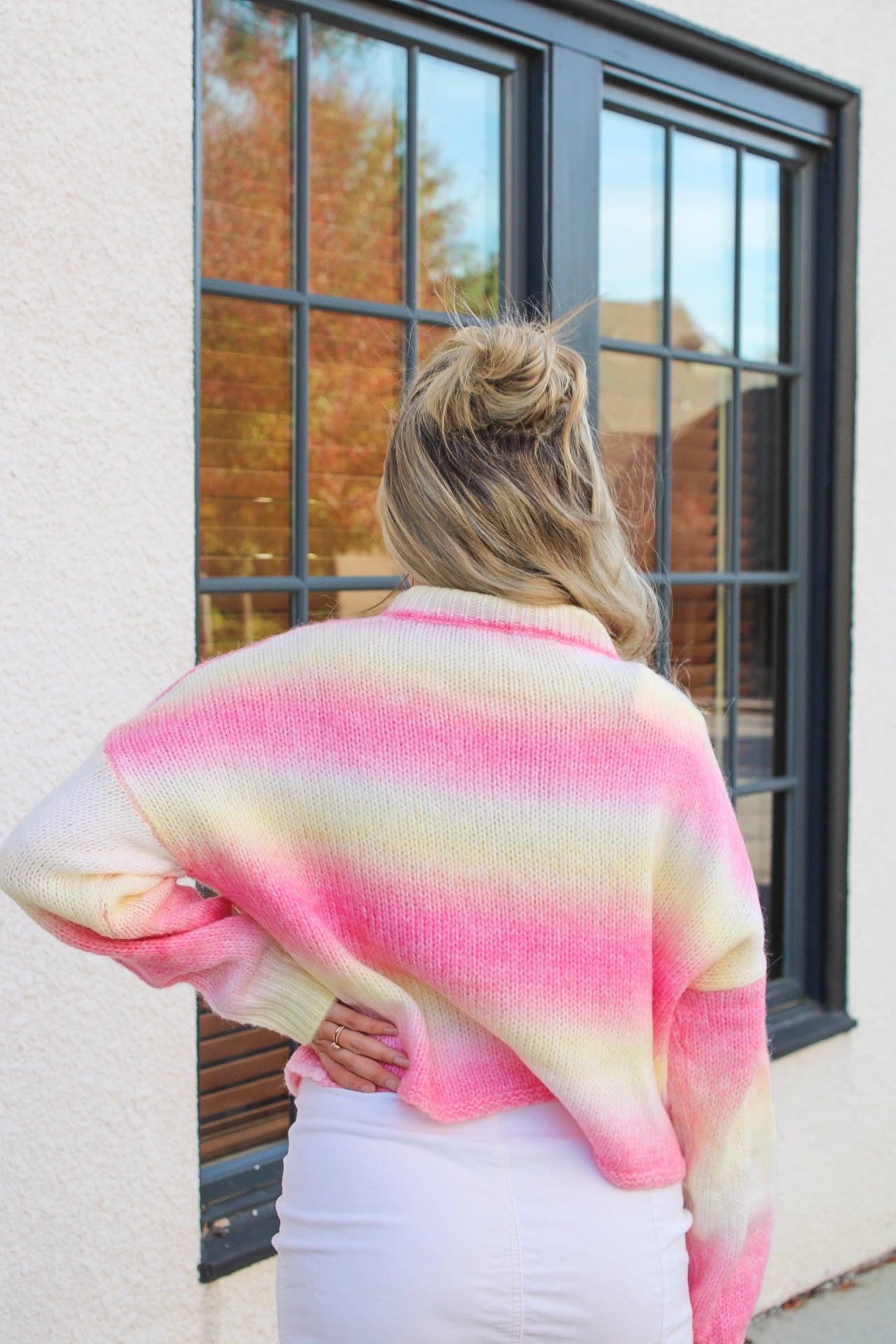 Ombre Mock Neck Oversized Cozy Sweater