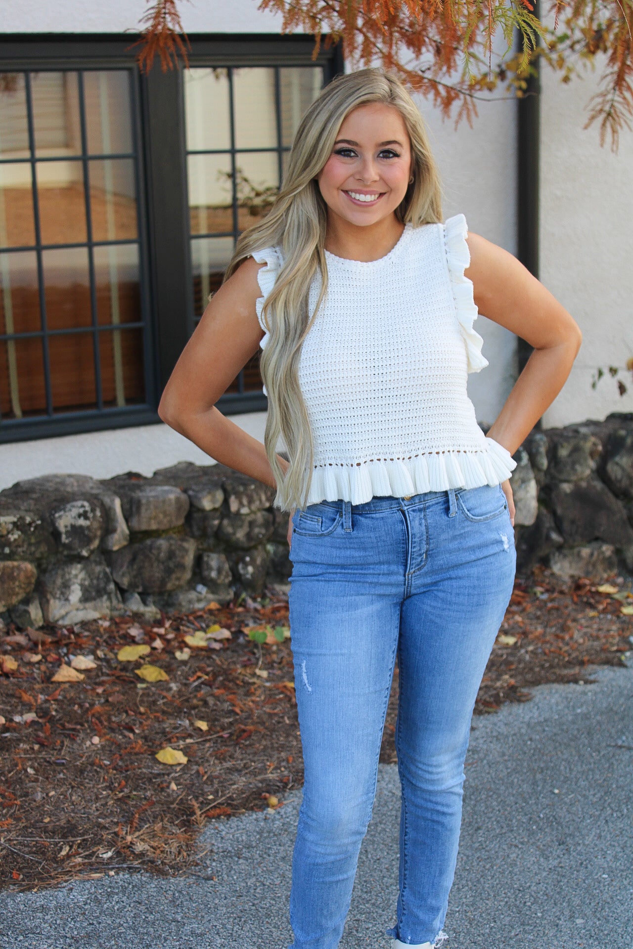 Alana Crochet Ruffle Top