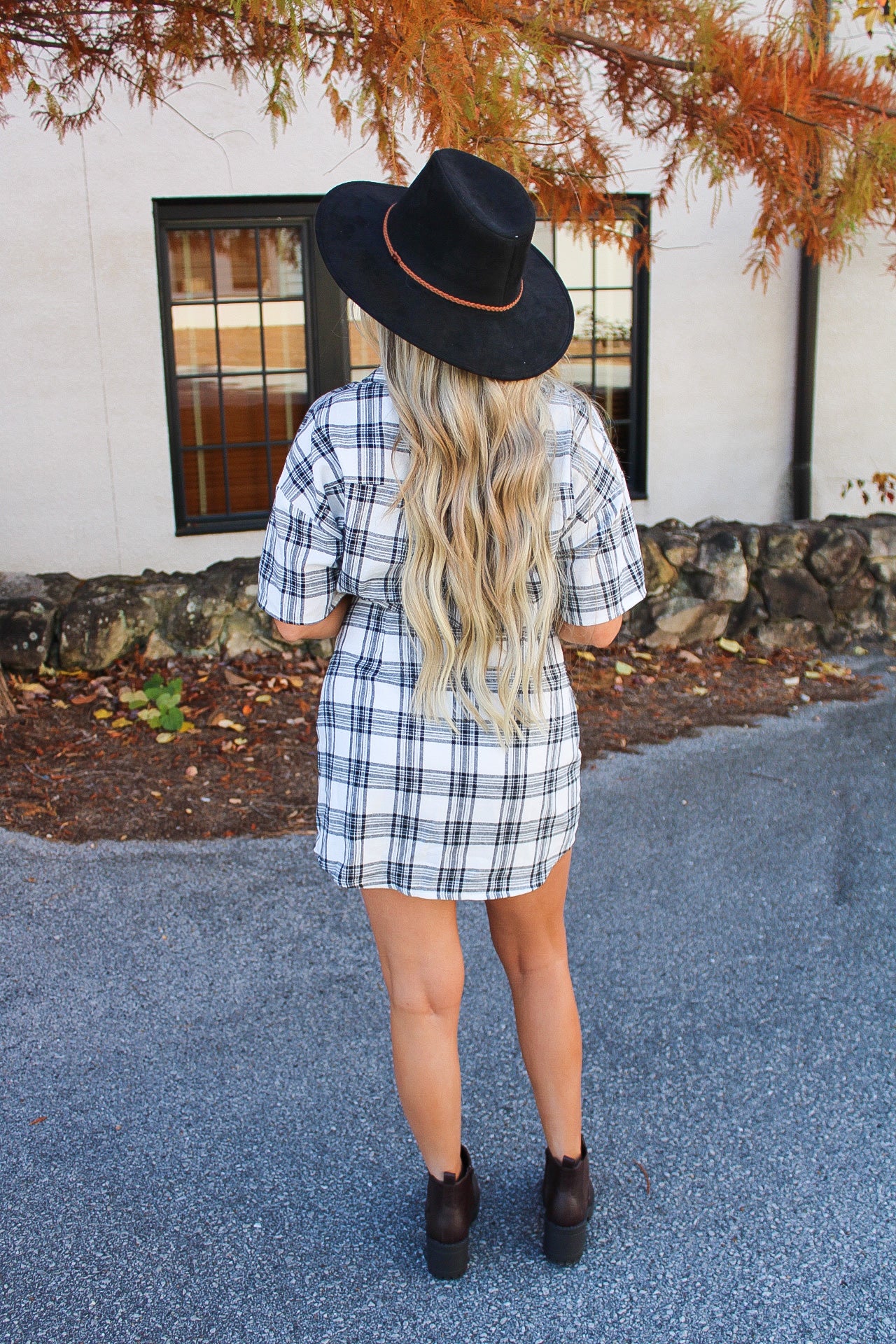 White Plaid Dress