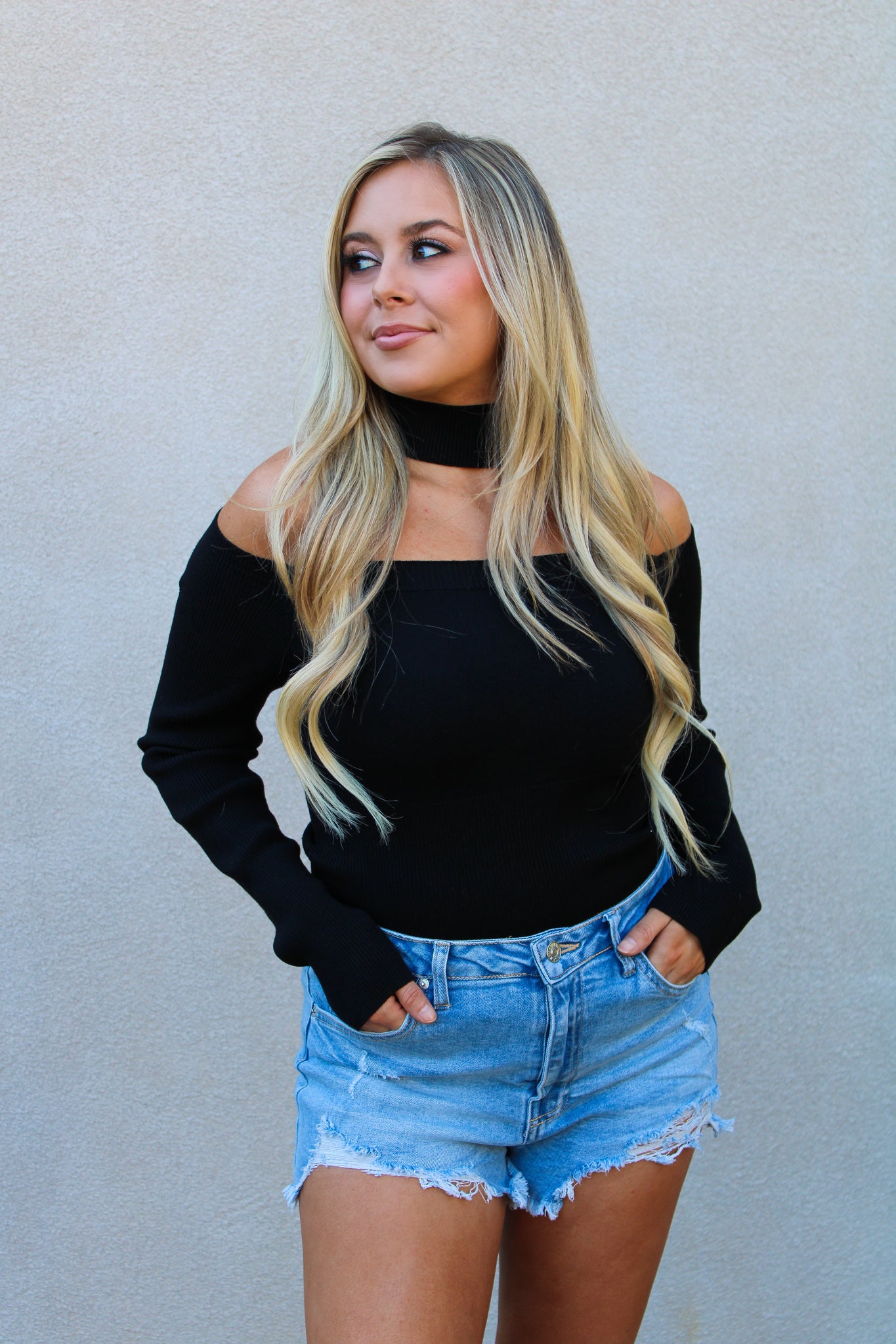 Kelsea Mock Neck Ribbed Top