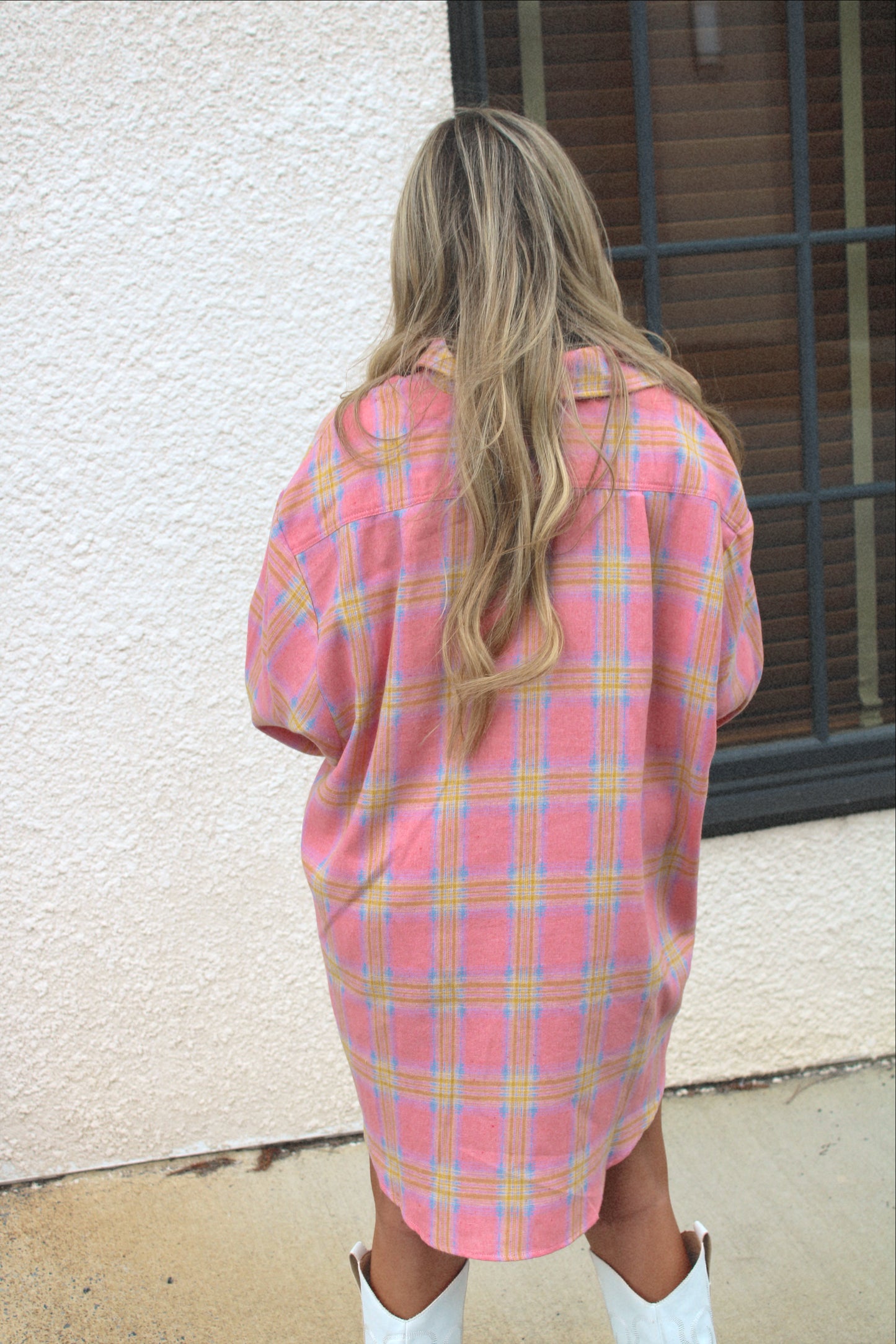 Pink Plaid Jacket Dress