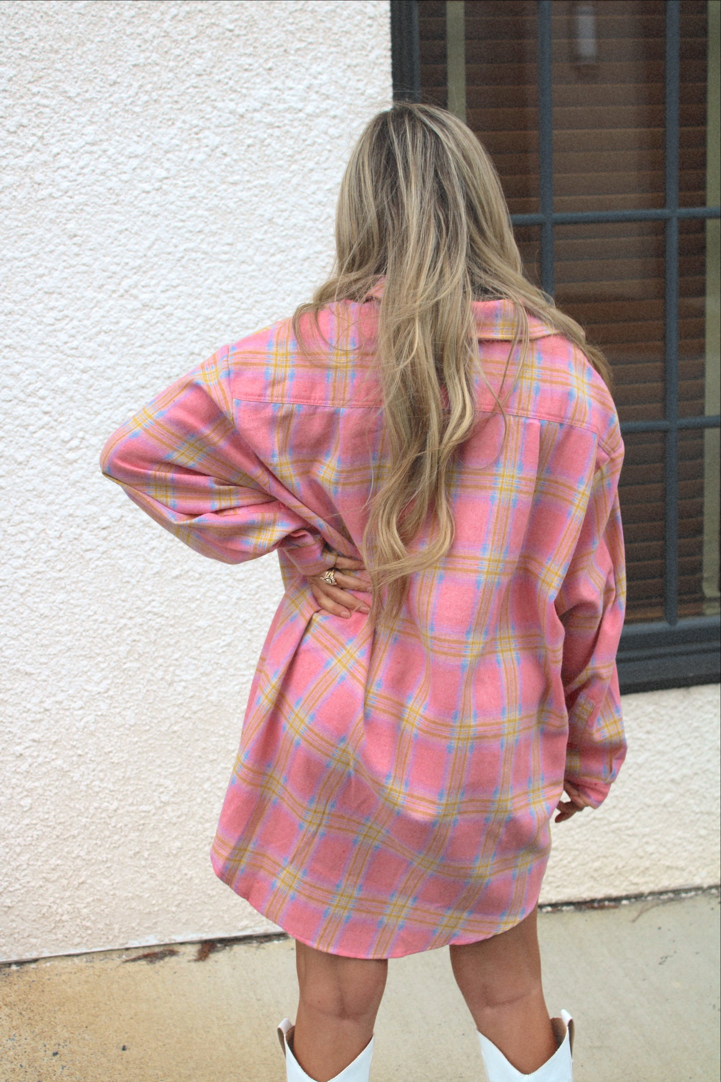 Pink Plaid Jacket Dress